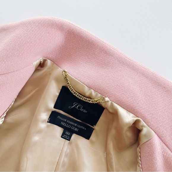 NEW J.Crew Pink Nello Gori Italian Stadium Cloth Wool Cocoon Coat Size 00 - Picture 3 of 9